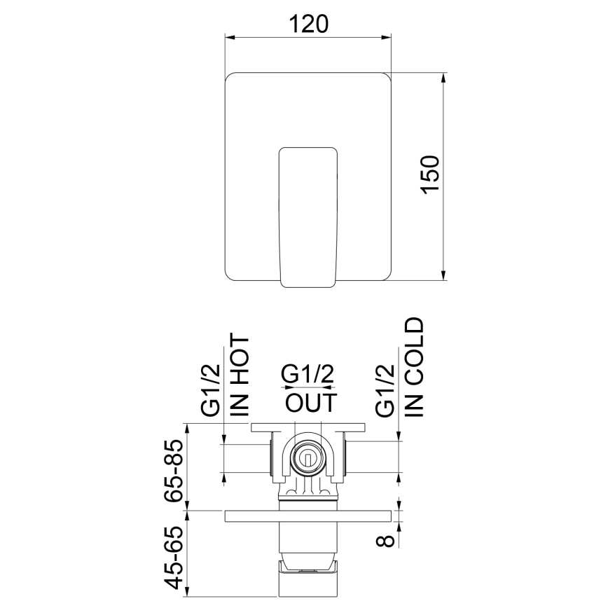 Sapho - Sprchová batéria pre podomietkovú inštaláciu TURSI, lesklý chróm
