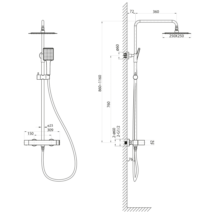 Sapho - Sprchová súprava s batériou CUBEMIX lesklý chróm