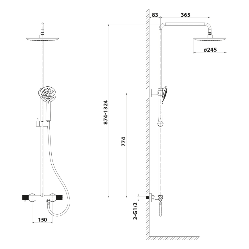 Sapho - Sprchová súprava s batériou SOLARIS lesklý chróm