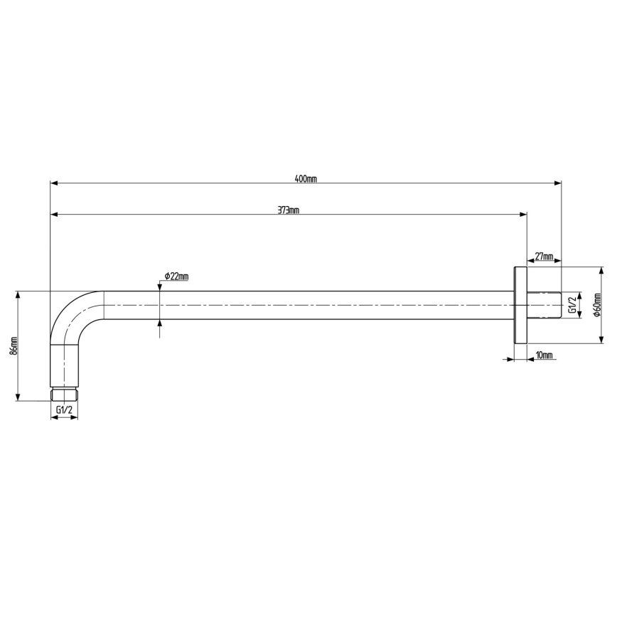 Sapho - Sprchové rameno guľaté 40 cm matná čierna
