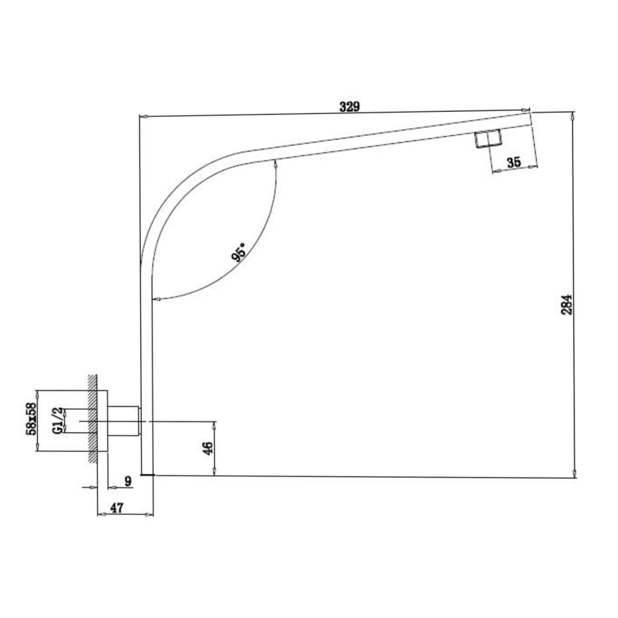 Sapho - Sprchové rameno hranaté 33 cm lesklý chróm