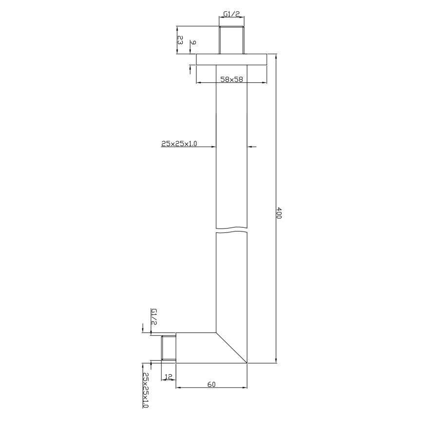 Sapho - Sprchové rameno hranaté 40 cm lesklý chróm