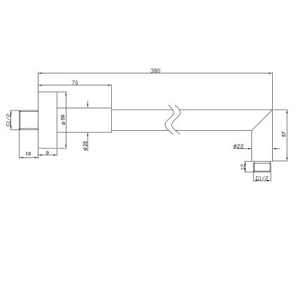 Sapho - Sprchové rameno okrúhle 38 cm lesklý chróm