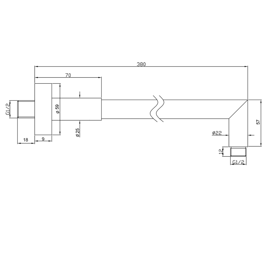 Sapho - Sprchové rameno okrúhle 38 cm lesklý chróm