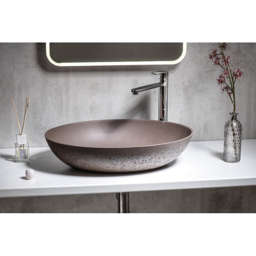 Sapho - Umivalnik na pult FORMIGO 60x40 cm beton/rjava