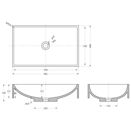 Sapho - Umývadlo na dosku 58x36 cm betón/béžová