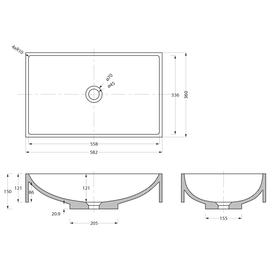 Sapho - Umývadlo na dosku 58x36 cm betón/béžová