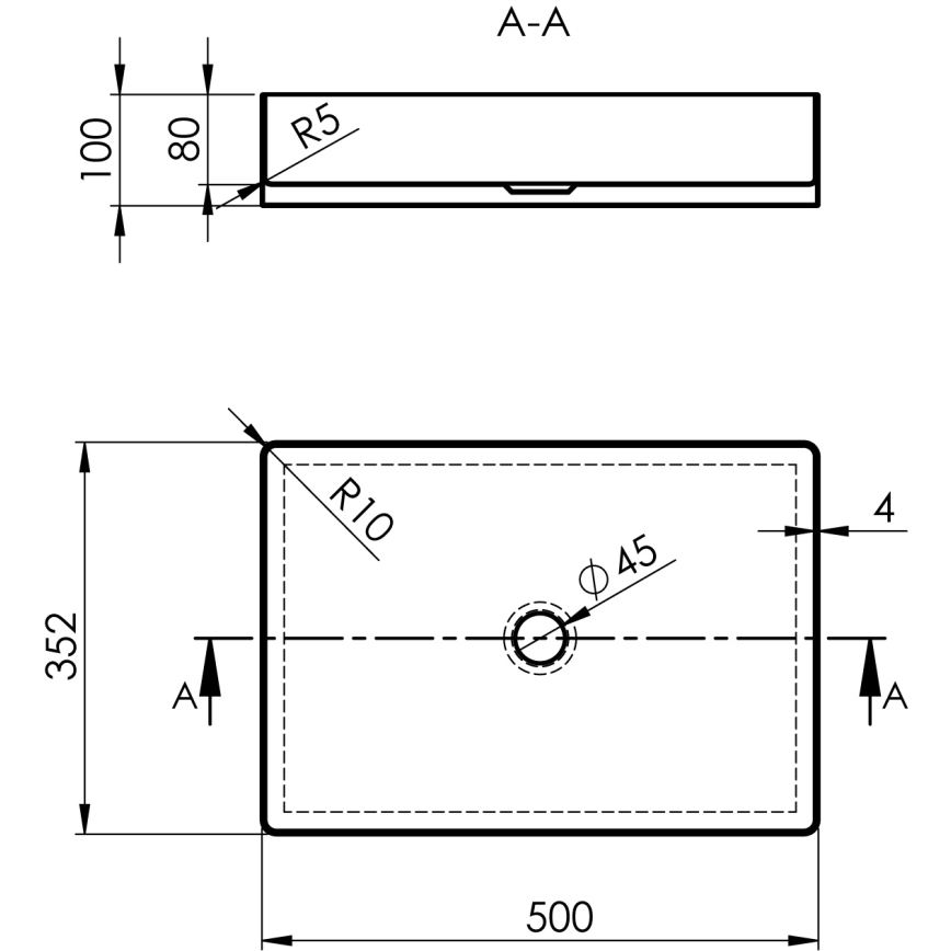 Sapho - Umývadlo na dosku AURUM 50x35 cm, brúsený nerez