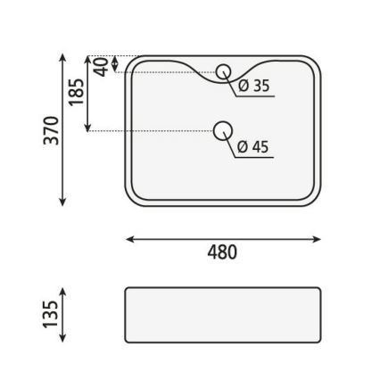 Sapho - Umývadlo na dosku BALENA 48x37 cm keramika/biela
