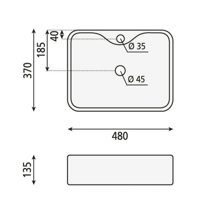 Sapho - Umývadlo na dosku BALENA 48x37 cm, matná čierna