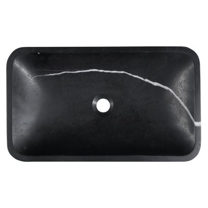 Sapho - Umývadlo na dosku BLOK 60x35 cm kameň/matná čierna