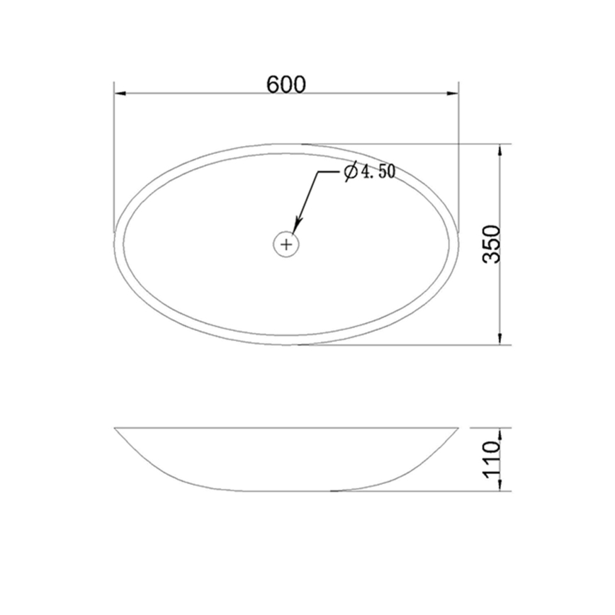 Sapho - Umývadlo na dosku BLOK 60x35 cm marquin/matná čierna