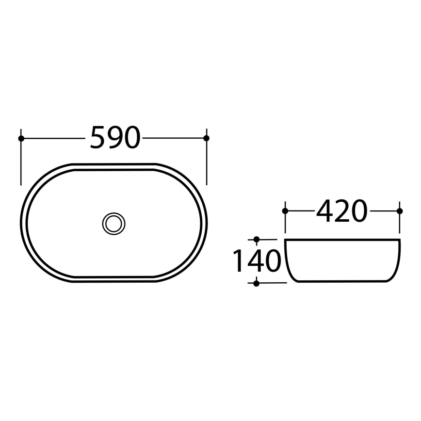 Sapho - Umývadlo na dosku DALMA 59x42 cm keramika/grigio