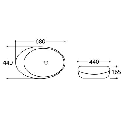 Sapho - Umývadlo na dosku DALMA 68x44 cm grigio