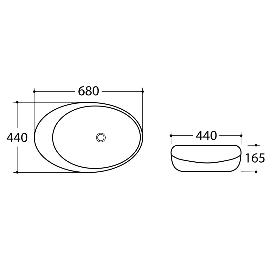 Sapho - Umývadlo na dosku DALMA 68x44 cm grigio