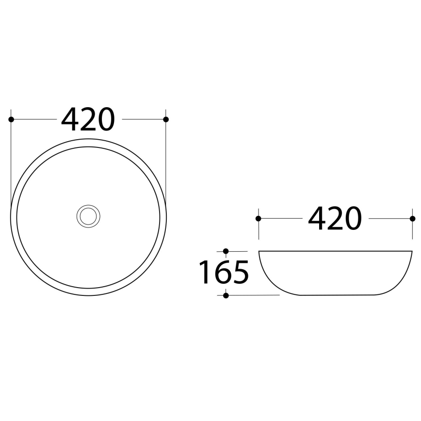 Sapho - Umývadlo na dosku DALMA pr. 42 cm keramika/Carrara/biela