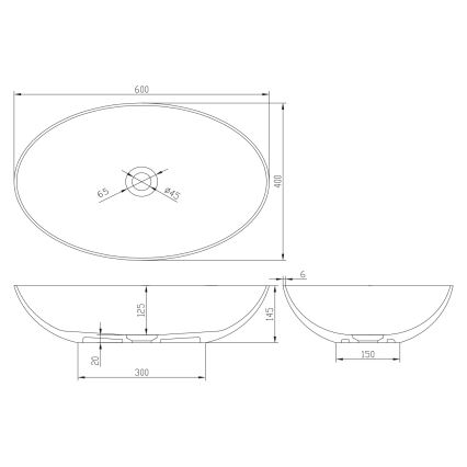 Sapho - Umývadlo na dosku FORMIGO 60x40 cm betón/šedé