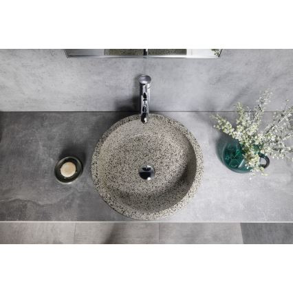 Sapho - Umývadlo na dosku PRIORI pr. 41 cm biela/šedá