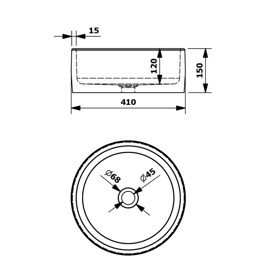 Sapho - Umývadlo na dosku PRIORI pr. 41 cm keramika/modrá