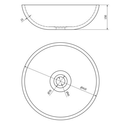 Sapho - Umývadlo na dosku PRIORI, priemer 41 cm, hnedé/modré