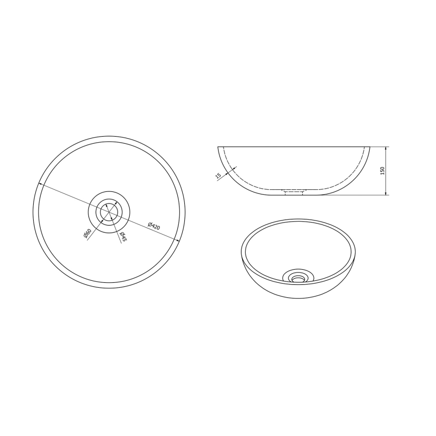 Sapho - Umývadlo na dosku PRIORI, priemer 42 cm, keramika/zelená