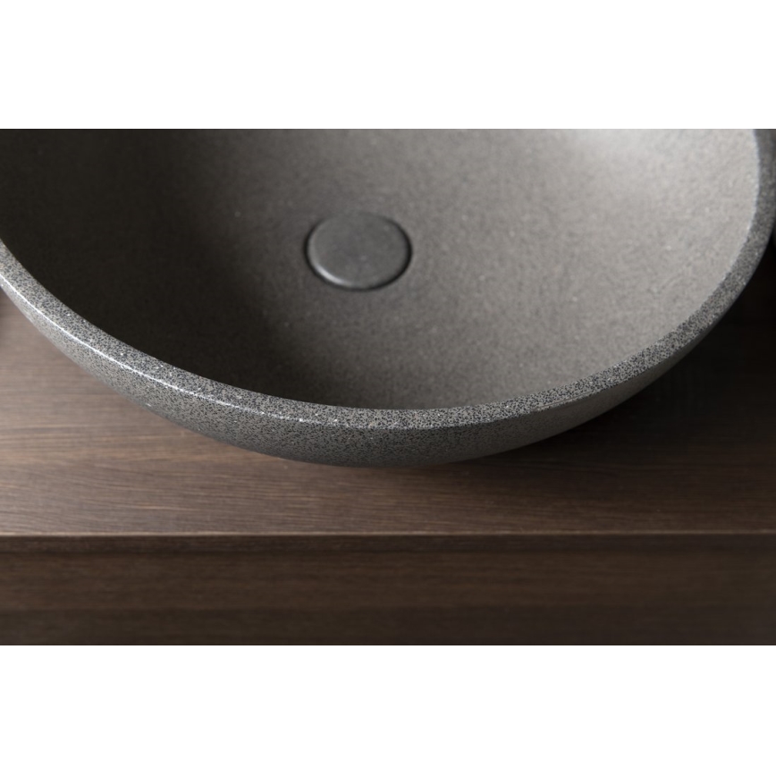 Sapho - Umývadlo na dosku TURF, priemer 44 cm, betón/čierny granit
