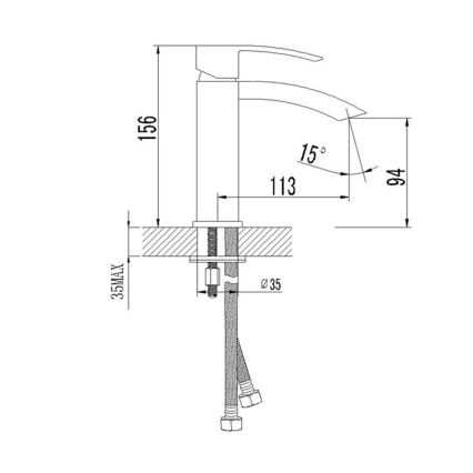 Sapho - Umývadlová batéria GINKO 15,6 cm matná čierna