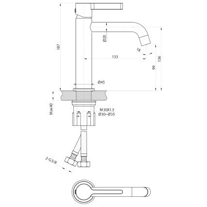 Sapho - Umývadlová batéria ICONIC 18,7 cm lesklý chróm