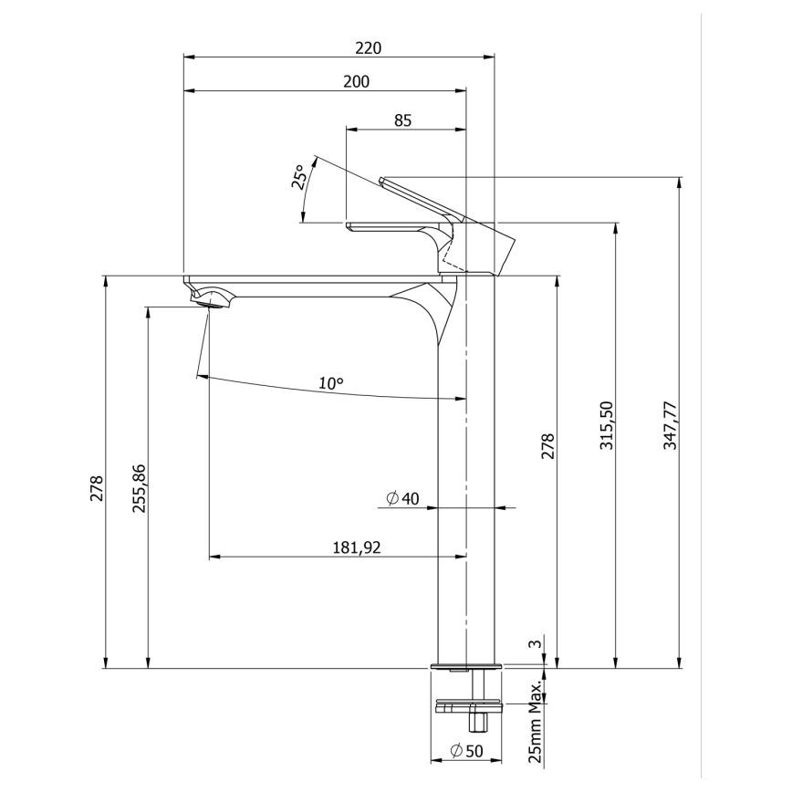 Sapho - Umývadlová batéria PAX 31,5 cm lesklý chróm