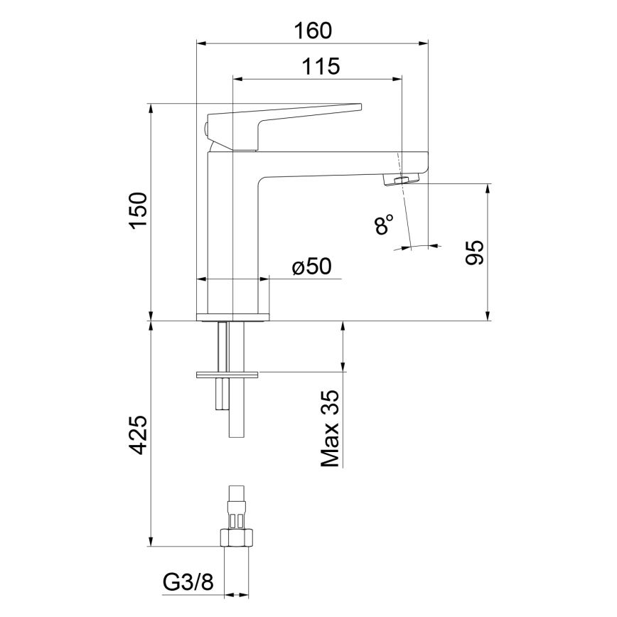 Sapho - Umývadlová batéria TURSI 15 cm matná čierna