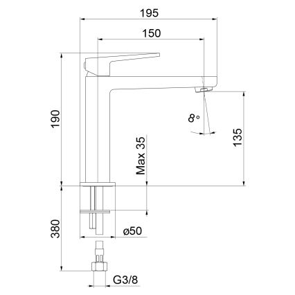 Sapho - Umývadlová batéria TURSI 19 cm matná čierna
