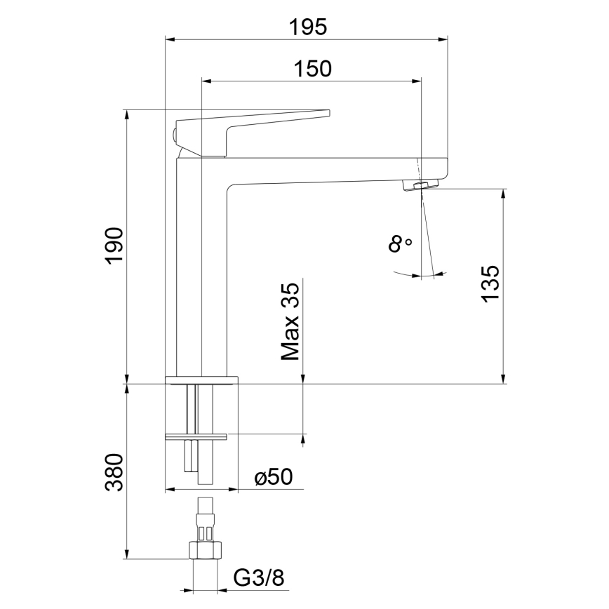 Sapho - Umývadlová batéria TURSI 19 cm matná čierna