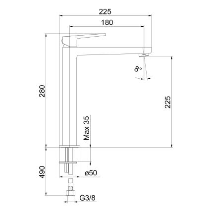 Sapho - Umývadlová batéria TURSI 28 cm matná čierna