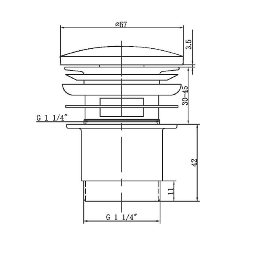 Sapho - Umyvadlová výpusť, priemer 6,7 cm, lesklý chróm