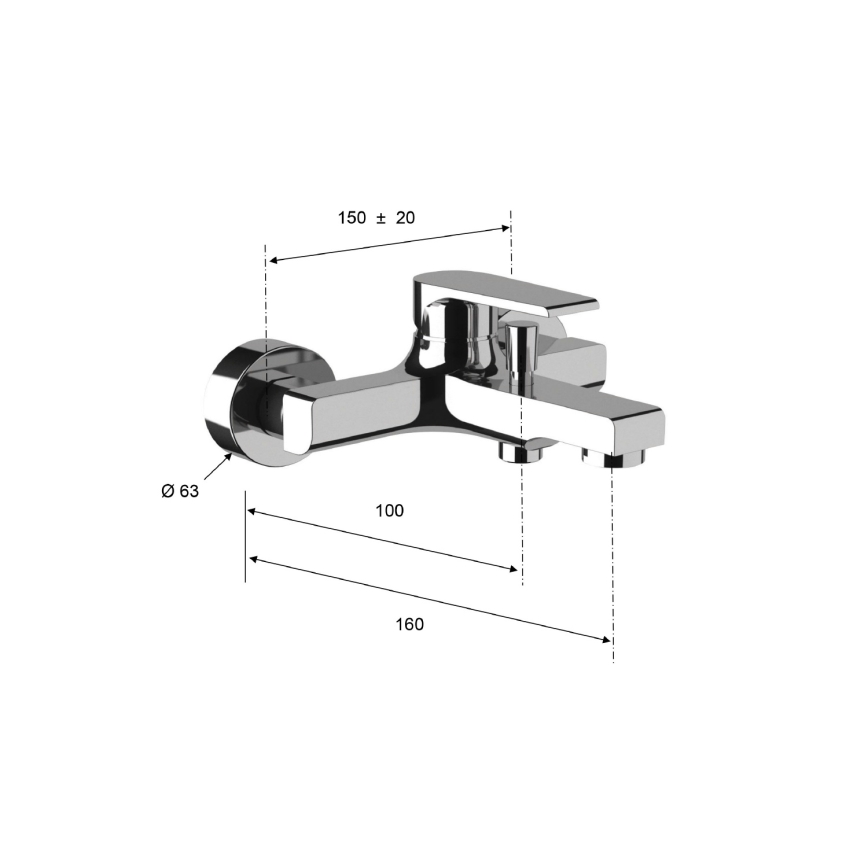 Sapho - Vaňová batéria KAI lesklý chróm
