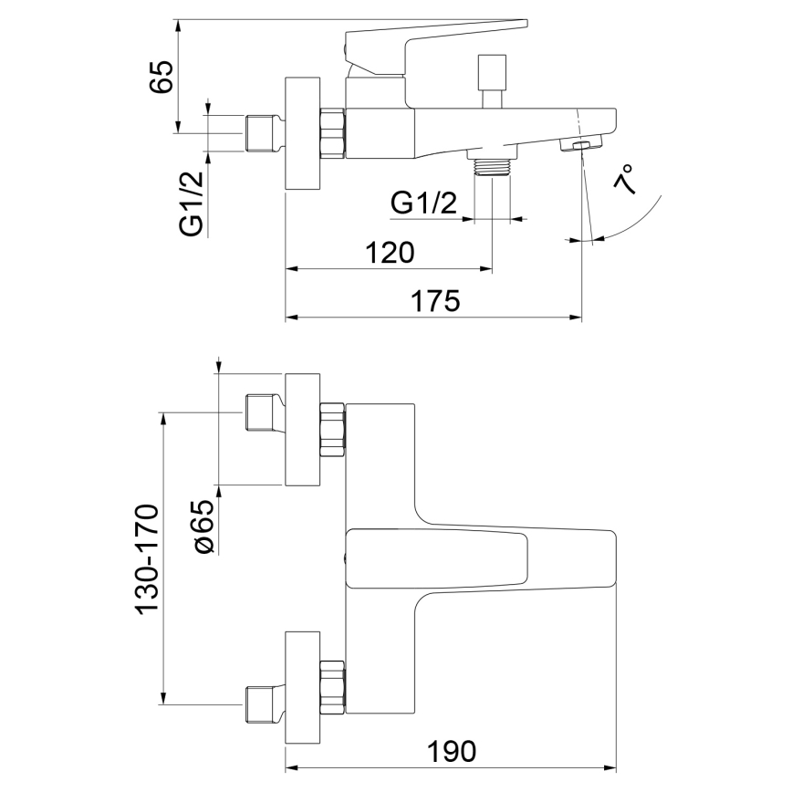 Sapho - Vaňová batéria TURSI lesklý chróm
