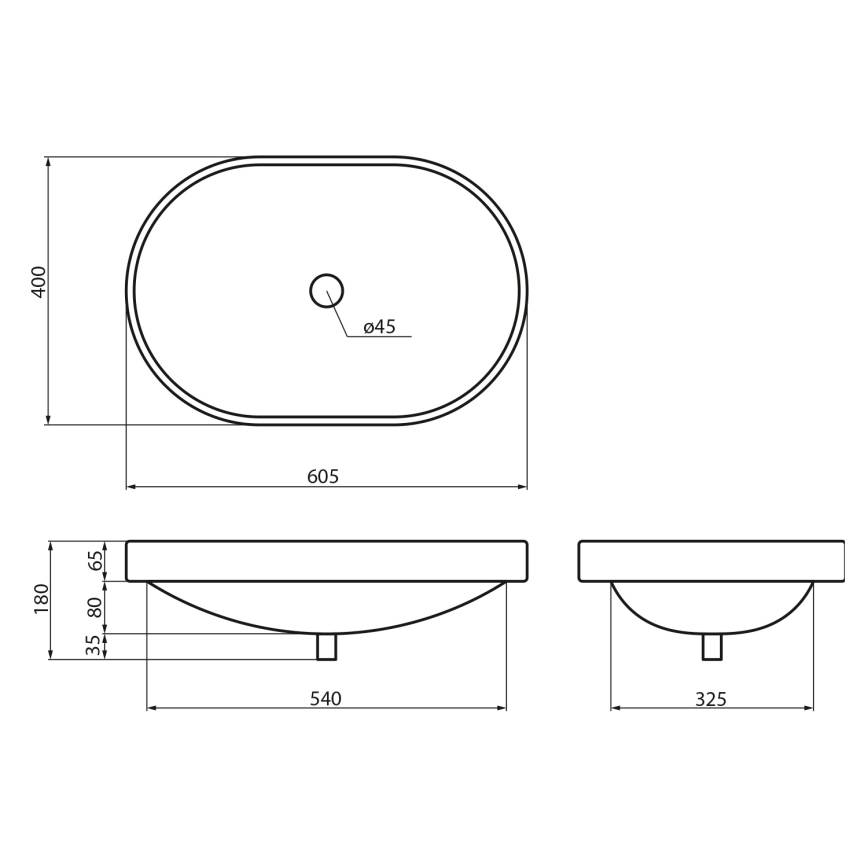 Sapho - Zapustené umývadlo LIMA 60x40 cm keramika/biela