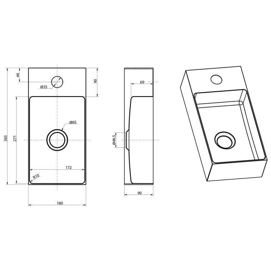 Sapho - Závesné umývadlo AURUM 36,5x18 cm matné zlaté