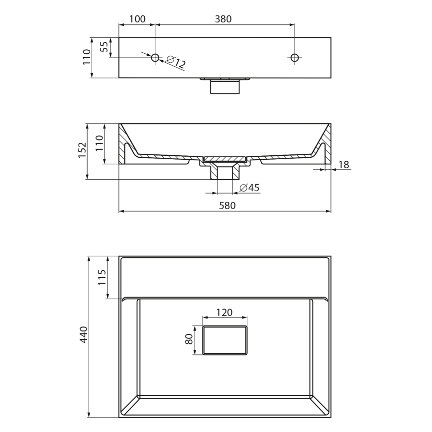 Sapho - Závesné umývadlo GODIVA 58x44 cm mramor/biela