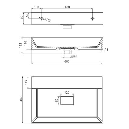 Sapho - Závesné umývadlo GODIVA 68x44 cm mramor/biela