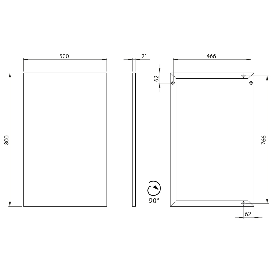 Sapho - Zrkadlo v ráme AROWANA 50x80 matná čierna