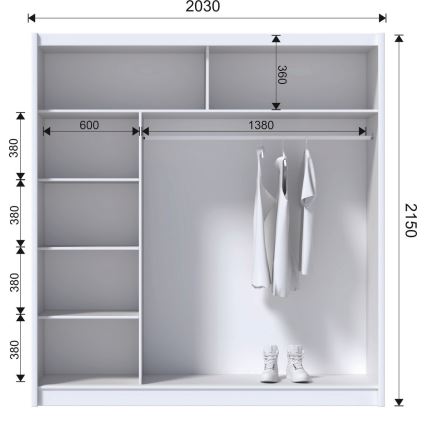 Šatní skriňa so zrkadlom MIRO 203x215 cm dub craft/čierna