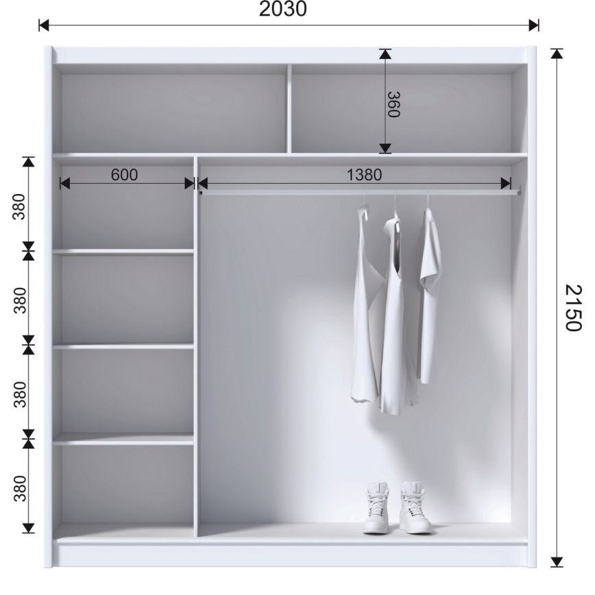 Šatní skriňa so zrkadlom MIRO 203x215 cm dub craft/čierna