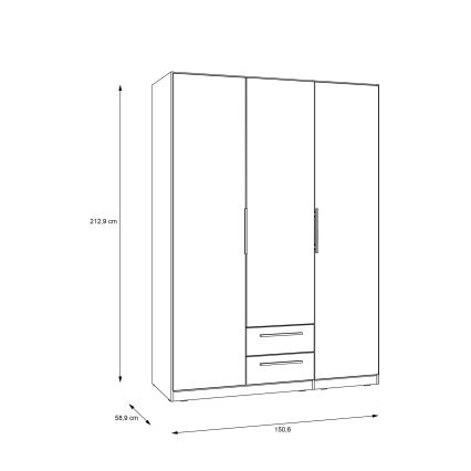Šatní skriňa so zrkadlom MARO 150 × 213 cm dub Artisan