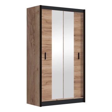 Šatní skriňa so zrkadlom MIRO 120x215 cm dub craft/čierna