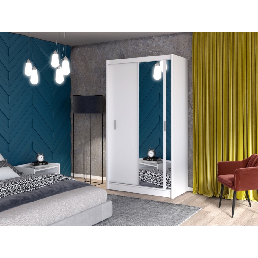 Šatní skriňa so zrkadlom SABRINA 120x215 cm biela