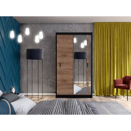 Šatní skriňa so zrkadlom SABRINA 120x215 cm dub craft