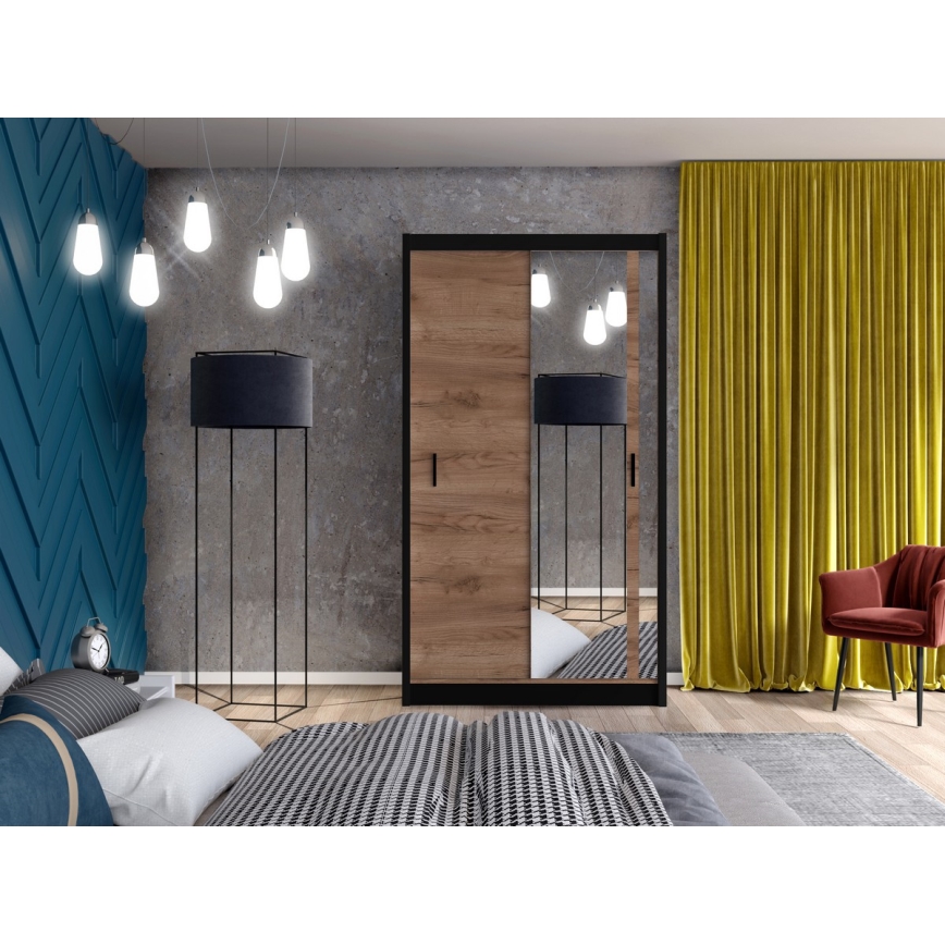 Šatní skriňa so zrkadlom SABRINA 120x215 cm dub craft