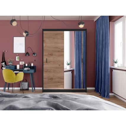 Šatní skriňa so zrkadlom SABRINA 150x215 cm dub craft