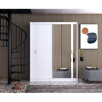 Šatní skriňa so zrkadlom SABRINA 180x215 cm biela